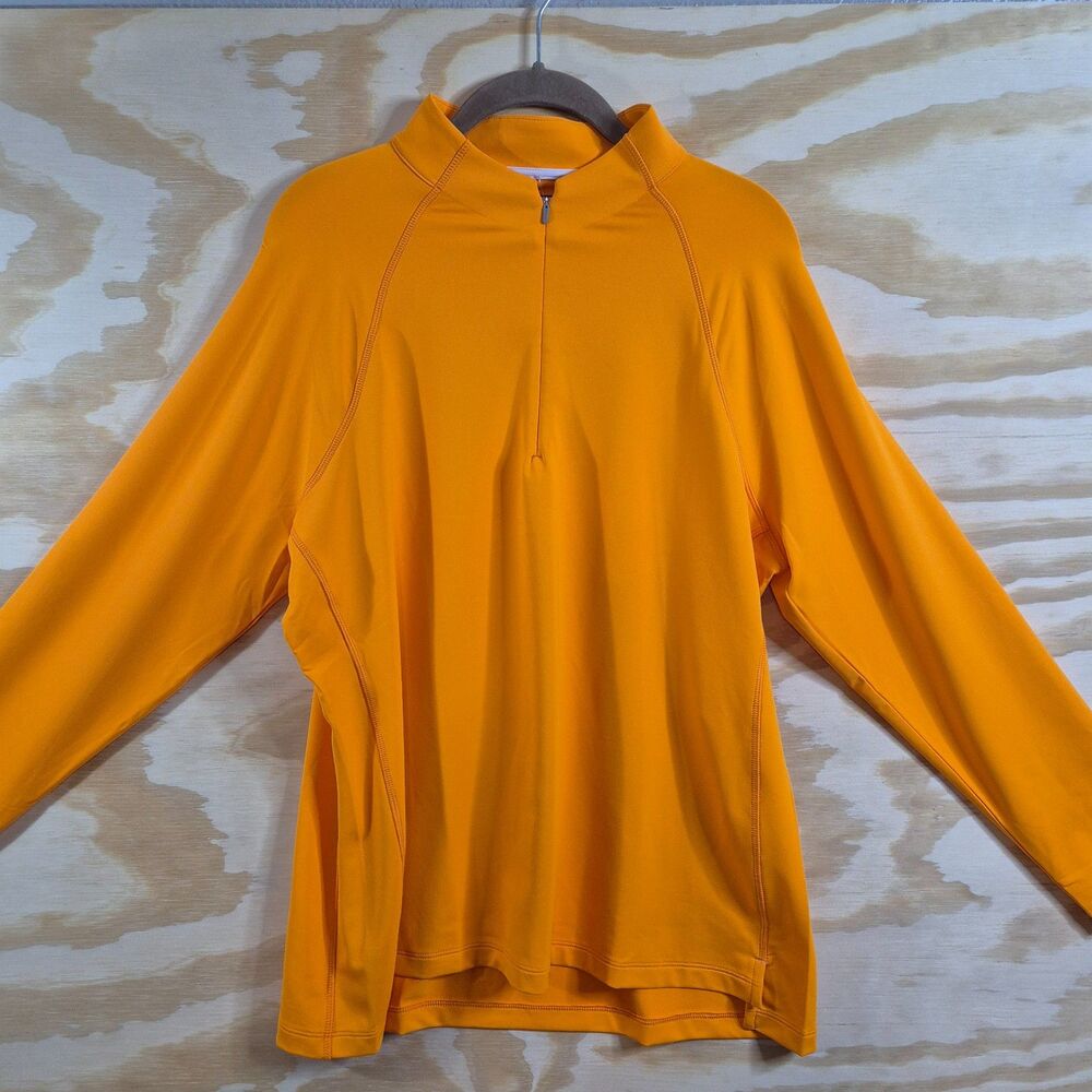 Peter Millar XL Orange Quarter Zip UPF 50 Golf Pullover Womens XL Mens M/L NWT